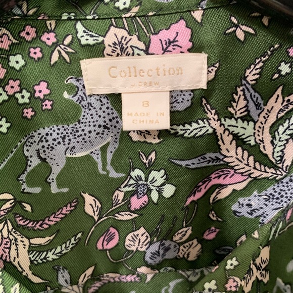 SOLD J.CREW COLLECTION Silk Shirt Jungle Cat Print - Picture 5 of 9